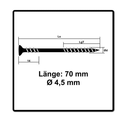 SPAX Fassadenschraube 4,5 x 70 mm 500 Stk. Edelstahl A2 ( 5x 25470004507022 ) Fixiergewinde Mini Linsensenkkopf T-STAR Plus Torx T20 CUT