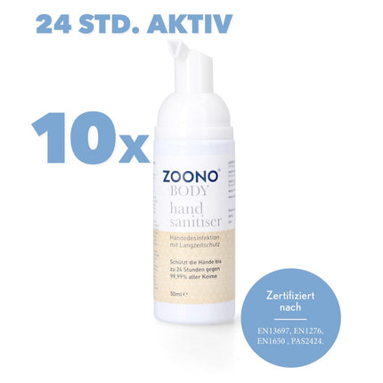 Zoono Germfree24 Handdesinfektion 10x 50 ml Schutz bis zu 24 Std. gegen 99,99 % aller Keime ( Zertifiziert nach PAS 2424 / EN13697 / EN1276 / EN1650 ) - Toolbrothers