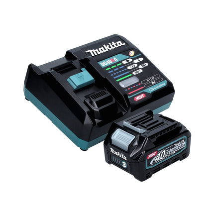 Amoladora angular a batería Makita GA 016 GD101 40 V máx. 125 mm sin escobillas XGT + 1x batería 2,5 Ah + cargador + campana de aspiración + Makpac