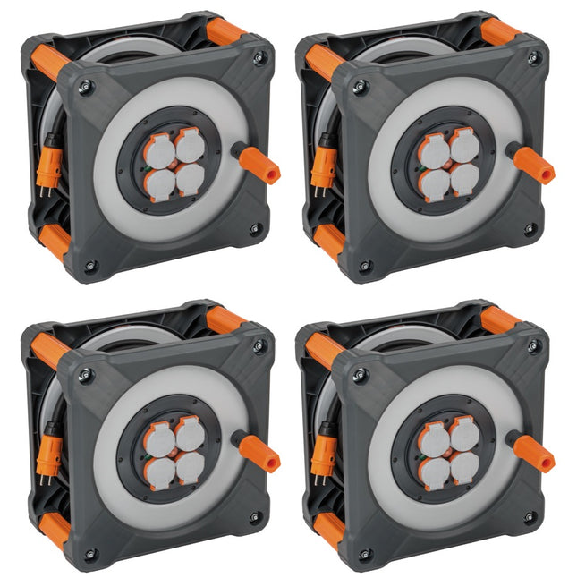Brennenstuhl professionalLINE Set 4x Kabeltrommel mit Rundum Überrollschutz ( 4x 9202330100 ) 33 m 4 Steckdosen IP44 BGI 608