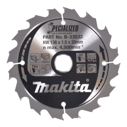 Makita saw blade set 3-pack 136 x 20 x 1 mm 16T + 24T ( B-33897 )