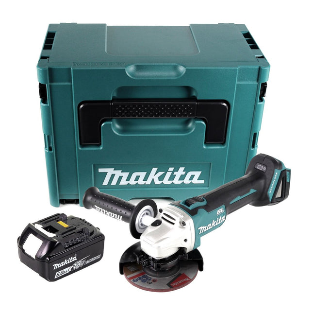 Akumulatorowa szlifierka kątowa Makita DGA 504 G1J 18 V 125 mm bezszczotkowa + 1x akumulator 6,0 Ah + Makpac - bez ładowarki