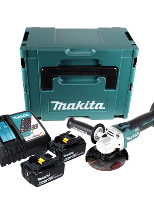 Makita DGA 504 RGJ cordless angle grinder 18 V 125 mm brushless + 2x rechargeable battery 6.0 Ah + charger + Makpac