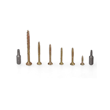 Fischer Power-Fast Box Set - 2x 245 Pièces 3,5 - 5 mm (2x 667005) tête fraisée avec double filetage Torx, galvanisé, passivé jaune