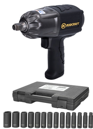 Rodcraft RC2277 Avvitatore ad impulsi 1300 Nm 1/2" + RS4114D Set di dadi a bussola 14 pz. 10 - 27 mm