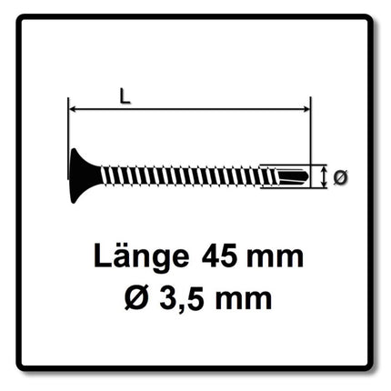 SPAX GIX-D Schnellbauschrauben 3,5 x 45 mm 2000 Stk ( 2x 1991170350456 ) Bohrspitze Phosphatiert Vollgewinde Trompetenkopf Kreuzschlitz H2 - Toolbrothers
