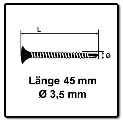 SPAX GIX-D Schnellbauschrauben 3,5 x 45 mm 5000 Stk ( 5x 1991170350456 ) Bohrspitze Phosphatiert Vollgewinde Trompetenkopf Kreuzschlitz H2