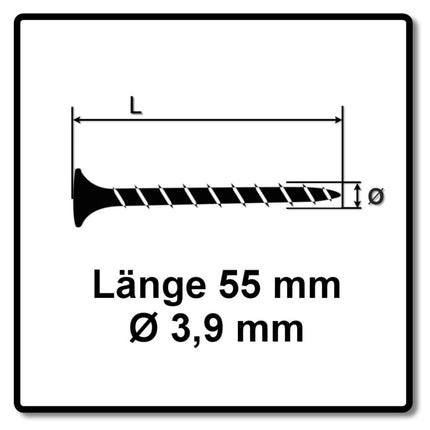 SPAX GIX-B Schnellbauschrauben 3,9 x 55 mm 2000 Stk ( 2x 1891170390556 ) Vollgewinde Trompetenkopf Nadelspitze Kreuzschlitz H2