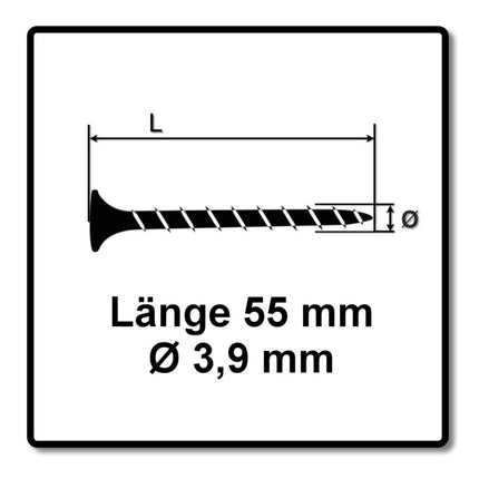 SPAX GIX-B Schnellbauschrauben 3,9 x 55 mm 5000 Stk ( 5x 1891170390556 ) Vollgewinde Trompetenkopf Nadelspitze Kreuzschlitz H2