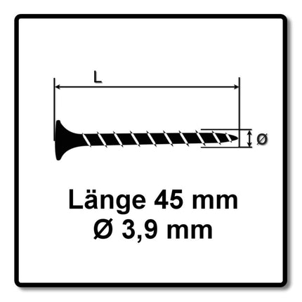Tornillos para paneles de yeso SPAX GIX-B 3,9 x 45 mm 2000 piezas (2x 1891170390456) rosca completa cabeza de trompeta punta de aguja ranura en cruz H2