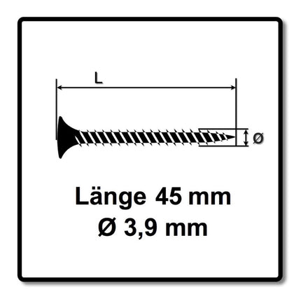 SPAX GIX-A Schnellbauschrauben 3,9 x 45 mm 2000 Stk ( 2x 1091170390456 ) Vollgewinde Trompetenkopf Kreuzschlitz H2 Nadelspitze Phosphatiert