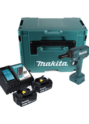 Makita DRV 250 RFJ Outil de pose de rivets aveugles sans fil 18 V 20 kN brushless + 2x Batteries 3.0 Ah + Chargeur + Makpac