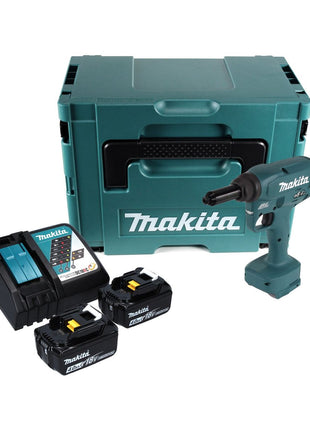 Makita DRV 250 RMJ Pose de rivets aveugles sur batterie 18 V 20 kN brushless + 2x Batteries 4.0 Ah + Chargeur + Makpac