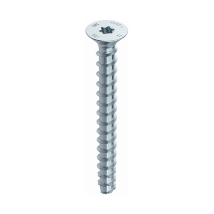 HECO MULTI MONTI plus F Vis d'ancrage 6,0x60mm, Vis à béton, Tête fraisée, T-Drive, Zinguée bleue, A2K, 100 pcs. (48497)