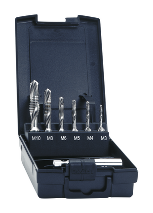 Exact SGE-Bit HSSG juego de machos de roscar combinados 7 piezas M3 - M10 + adaptador (05910) 1/4" HSS métrico ROTAPLUS+