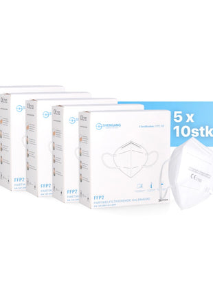 Shengang 50x FFP2 Maske CE zertifiziert Apotheken konform Mund Atem Nasen Schutz 5-Lagig ISO9001:2015 / EN149 2001 A1:2009 - Toolbrothers