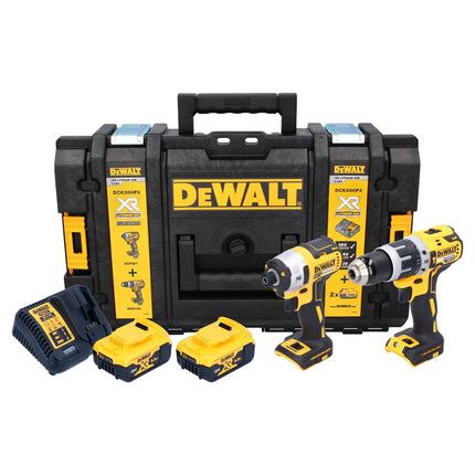 DeWalt DCK 266 P2T 18 V Cordless Combo Pack: 1x DCD 796 Hammer Drill Driver + 1x DCF 887 Impact Driver + 2x Batteries 5.0 Ah + Charger + TSTAK
