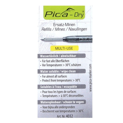 Minas de repuesto Pica DRY solubles en agua amarillas 10 piezas (4032)