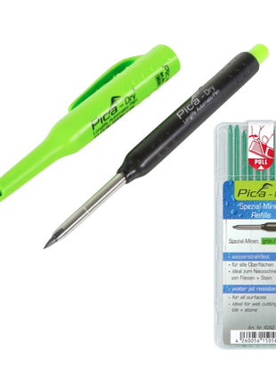 Pica DRY Longlife Automatic Pen Tieflochmarker ( 3030 ) + 10 tlg. Spezial Minen Set Wasserstrahlfest Grün ( 4042 ) - Toolbrothers
