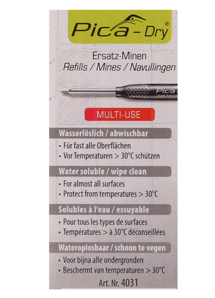 Pica DRY Longlife Automatic Pen Tieflochmarker ( 3030 ) + 10 tlg. Ersatz Minen Set Wasserlöslich Rot ( 4031 ) - Toolbrothers