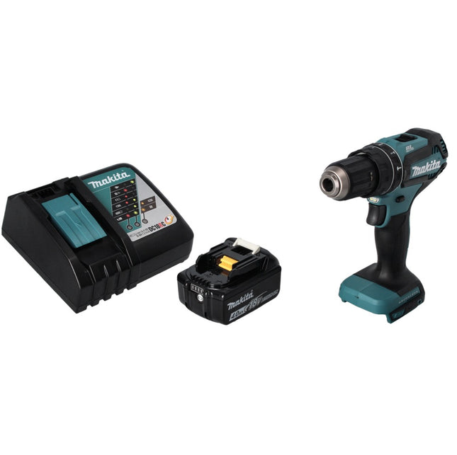 Taladro percutor a batería Makita DHP 485 RM1 18 V 50 Nm sin escobillas + 1 batería de 4,0 Ah + cargador