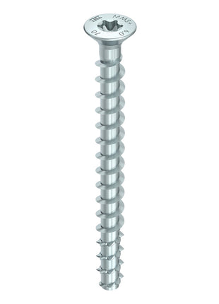 HECO MULTI MONTI plus F anclaje de tornillo 7,5 x 80 mm 50 piezas (48515) tornillo para hormigón, cabeza avellanada, accionamiento en T, galvanizado azul, A2K