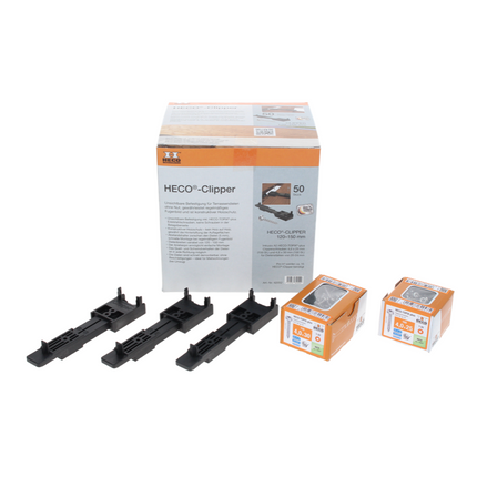 Juego de cortapelos HECO 200 piezas (4x 62052) fijación invisible para cubiertas de terraza sin ranura