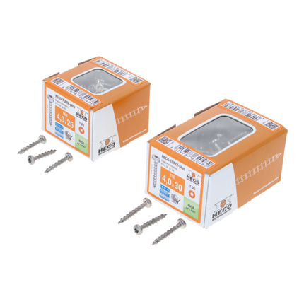 Juego de cortapelos HECO 200 piezas (4x 62052) fijación invisible para cubiertas de terraza sin ranura