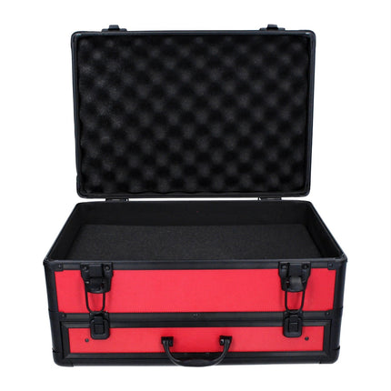 Toolbrothers TX Coffret de transport en aluminium rouge pour visseuse à percussion et Perceuse visseuse à percussion sans fil  + Set de forets, 70 pcs. + Insert cubique en mousse