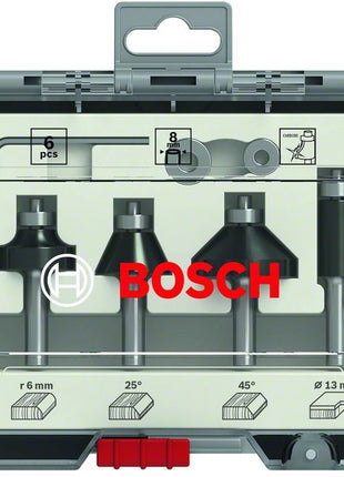 Bosch Rand- und Kantenfräser Set 8 mm 6 tlg. + Koffer ( 2607017469 ) für Oberfräsen mit Rundschaft - Toolbrothers