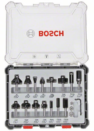 Bosch Mixed Fräser Set 15 tlg. 6 mm Schaft ( 2607017471 ) für Oberfräsen