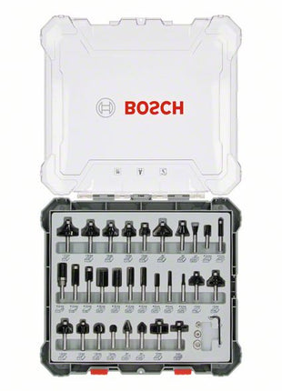 Bosch Mixed Fräser Set 6 mm 30 tlg. + Koffer ( 2607017474 ) für Oberfräsen mit Rundschaft
