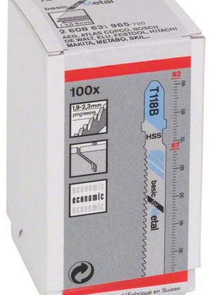 Bosch T 118 B Stichsägeblätter für Metall - 100 Stück, gefräste gewellte Zahnausführung, für Stichsägen mit T-Schaft-Aufnahme - Toolbrothers