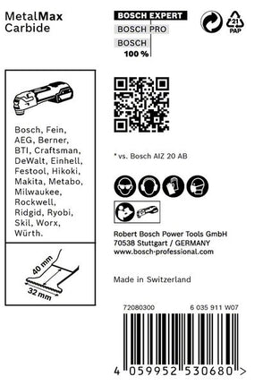 Hoja de sierra de inmersión Bosch EXPERT AIZ 32 AIT Starlock 32 x 40 mm 10 piezas (2608900016) para metal duro MetalMax - sucesor de 2608664473