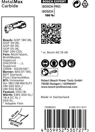 Hoja de sierra de inmersión Bosch EXPERT PAIZ 32 AIT Starlock Plus 32 x 50 mm 10 piezas (2608900020) para carburo metálico MetalMax - sucesor de 2608664495