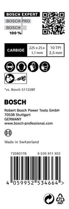 Bosch EXPERT Medium Thick Tough Metal S 1155 HHM reciprocating saw blade 225 mm 10 pcs. ( 2608900376 ) Carbide Technology