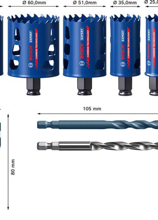 Bosch EXPERT Tough Material Lochsägen Set 22 - 68 mm 9 tlg. ( 2608900445 ) Carbide Universal - Nachfolger von 2608594183 - Toolbrothers