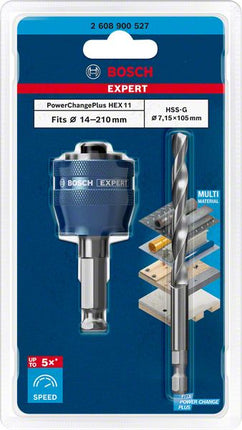 Bosch EXPERT Power Change Plus Hex 11 Adaptador 7,15 x 105 mm broca HSS-G ( 2608900527 ) metal duro multimaterial - sucesor de 2608594258