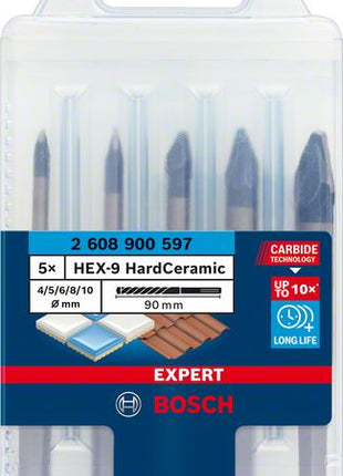Bosch EXPERT HEX-9 HardCeramic Bohrer Set 4 - 10 mm 5 tlg. ( 2608900597 ) für Fliesen - Toolbrothers