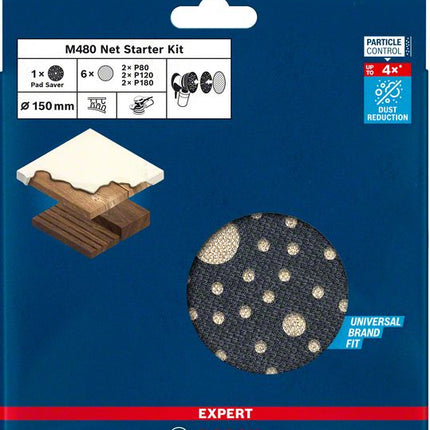 Bosch Expert M480 Starter Set Netzstruktur Schleifblatt Set 7 tlg. 150 mm ( 2608901203 ) Netzschleifmittel für Exzenterschleifer