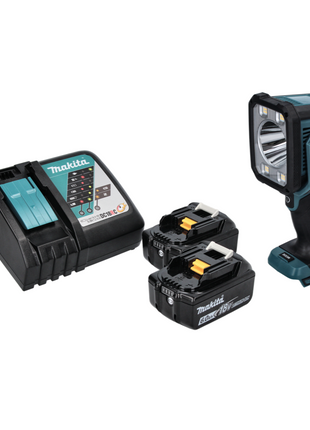 Makita DML 812 RG Torcia portatile LED a batteria 18 V 1250 lm + 2x batteria ricaricabile 6,0 Ah + caricatore