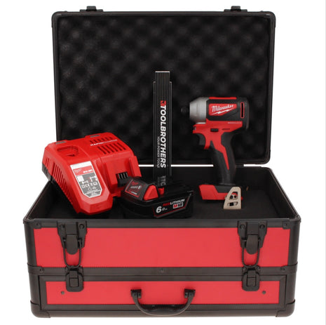 Milwaukee M18 BLID2-601FC TX Impact Driver 180 Nm 1/4" 18V Brushless + 1x Battery 6.0 Ah + Charger + Folding Ruler + TX Case