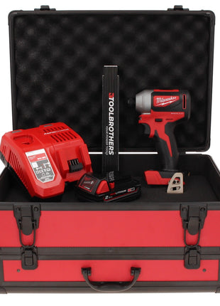 Milwaukee M18 BLID2-201FC TX Cordless Impact Driver 180 Nm 1/4"  18 V Brushless + 1x Battery 2.0 Ah + Charger + TX Case + Folding Meter