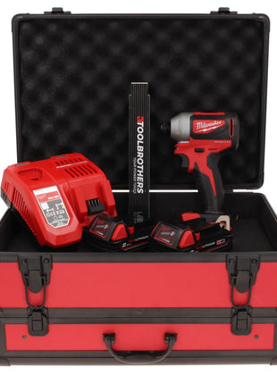 Milwaukee M18 BLID2-202FC TX Cordless Impact Driver 180 Nm 1/4" 18V Brushless + 2x Batteries 2.0 Ah + Charger + TX Case + Folding Meter