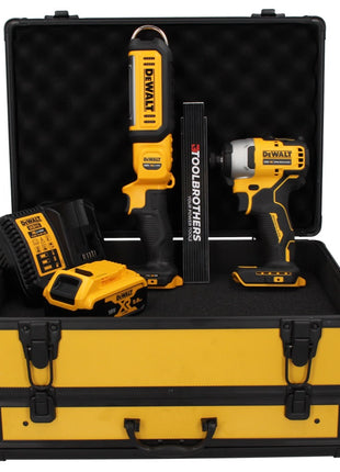 DeWalt DCF809P1TX 18V Brushless Cordless Impact Driver + DCL050 18V Cordless Lamp + 1x Battery 5.0Ah + Charger + Case TX + Folding Meter