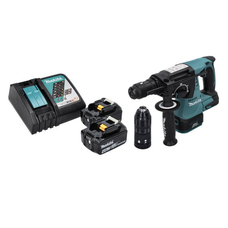 Makita DHR 243 RM cordless hammer drill 18 V SDS plus Brushless + 2x battery 4.0 Ah + charger