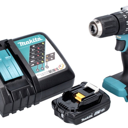 Makita DHP 487 RA1 akumulatorowa wiertarko-wkrętarka udarowa 18 V 40 Nm bezszczotkowa + 1x akumulator 2,0 Ah + ładowarka