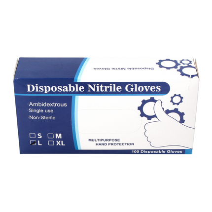 Nitrile disposable gloves Black / Black 100 pieces size L / Large - non-sterile