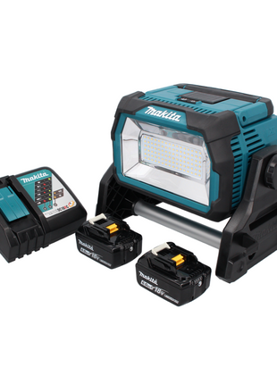 Makita DML 809 RG Projecteur de chantier LED sans fil 18 V 10000 lm + 2x batterie 6,0 Ah + chargeur