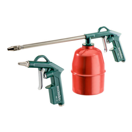 Juego de herramientas de aire comprimido Metabo LPZ 7 (601586000), pistola de soplado + medidor de inflado de neumáticos + pistola de pintura + pistola pulverizadora + manguera en espiral